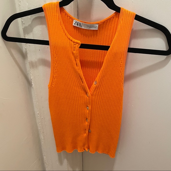 Zara Tops Zara Orange Knit Tank Poshmark